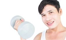 Asian Man At Gym Stock Images