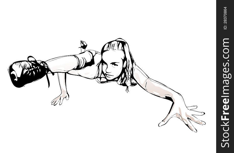 Illustration of aerobics pose on white