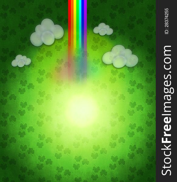 Illustration of abstract St Patricks day background with rainbow.