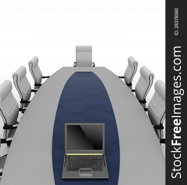 Conference Table with empty chairs for modern office.