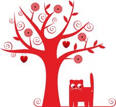 Cat Under A Tree Royalty Free Stock Photo Cat Under A Tree Royalty Free Stock Photo