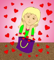 Bag Of Hearts Royalty Free Stock Image