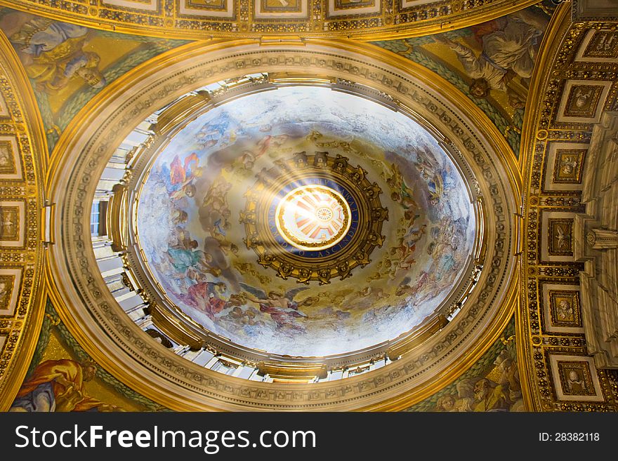 Interior view of San Pietro (Saint Peter) basilica in Vatican, Rome. Interior view of San Pietro (Saint Peter) basilica in Vatican, Rome