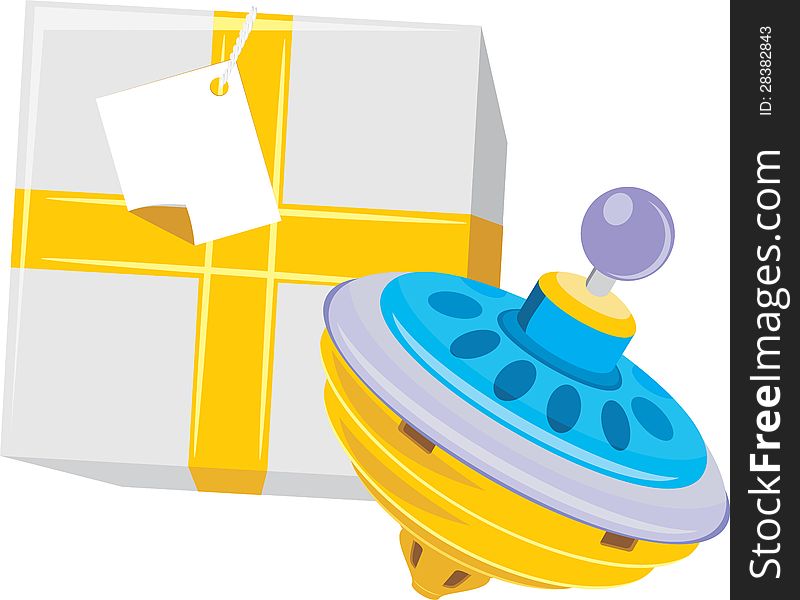 Gift box with whirligig. Illustration