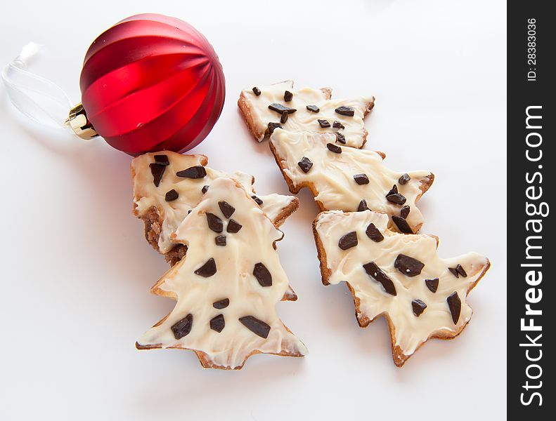 Christmas cookies with a red bauble