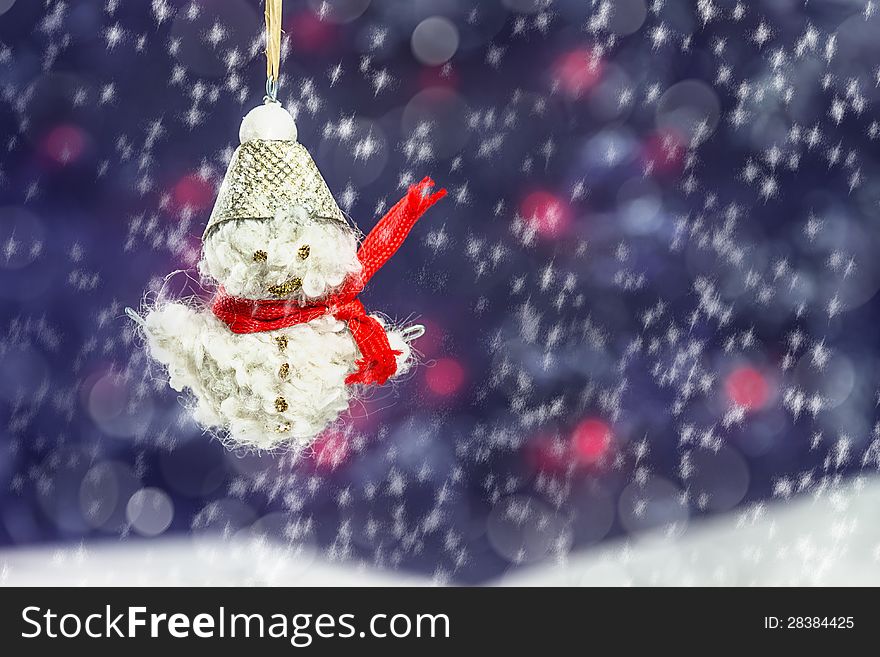 Happy and smiling snowmen in the winter scenery. Happy and smiling snowmen in the winter scenery