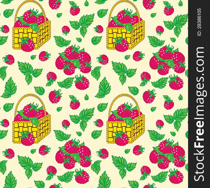 Vector seamless pattern with baskets