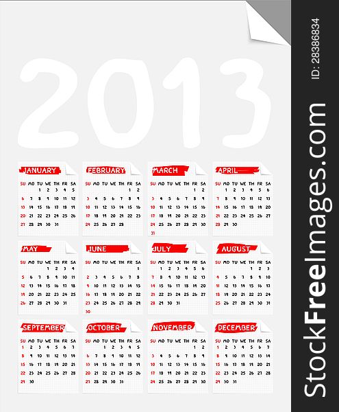 Fold Corner Paper Calendar 2013