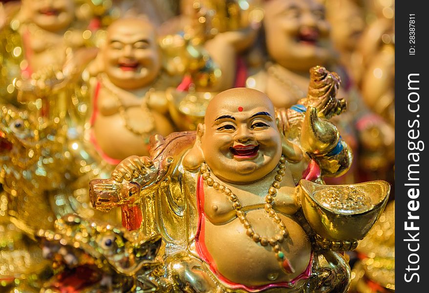 The chinese monk ceramics is worship for wealthy