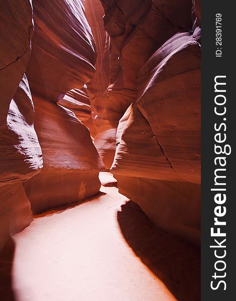 Play of Sunlight through the walls of Upper Antelope Canyon in Page Arizona USA. Play of Sunlight through the walls of Upper Antelope Canyon in Page Arizona USA