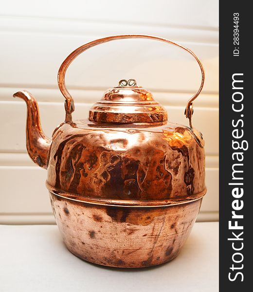 Copper tea and coffee pot