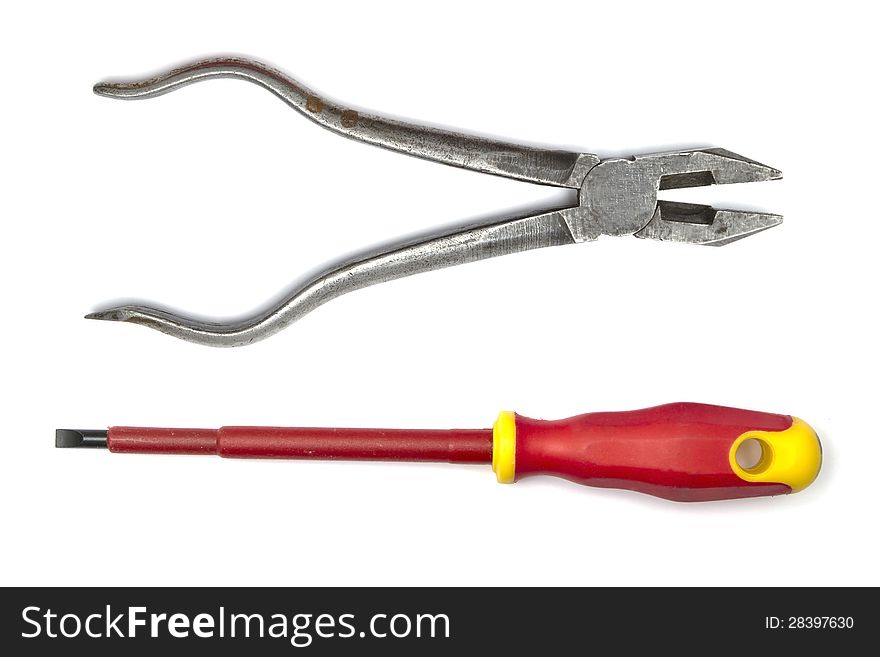 Pliers and screwdriver
