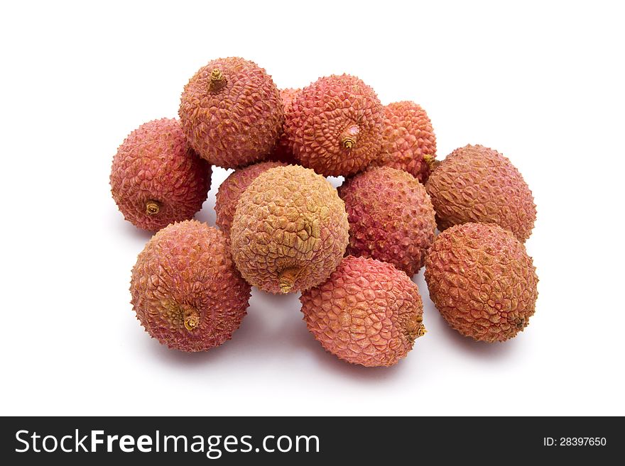 Fresh Litchi Closeup On white Background