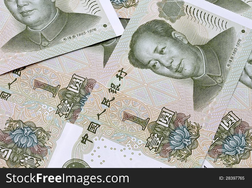 Background of different chinese money closeup