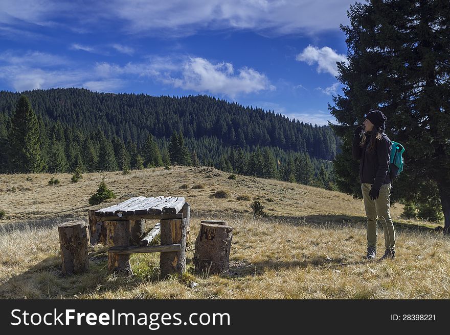 Young girl admiring a beautifull landscape. Young girl admiring a beautifull landscape