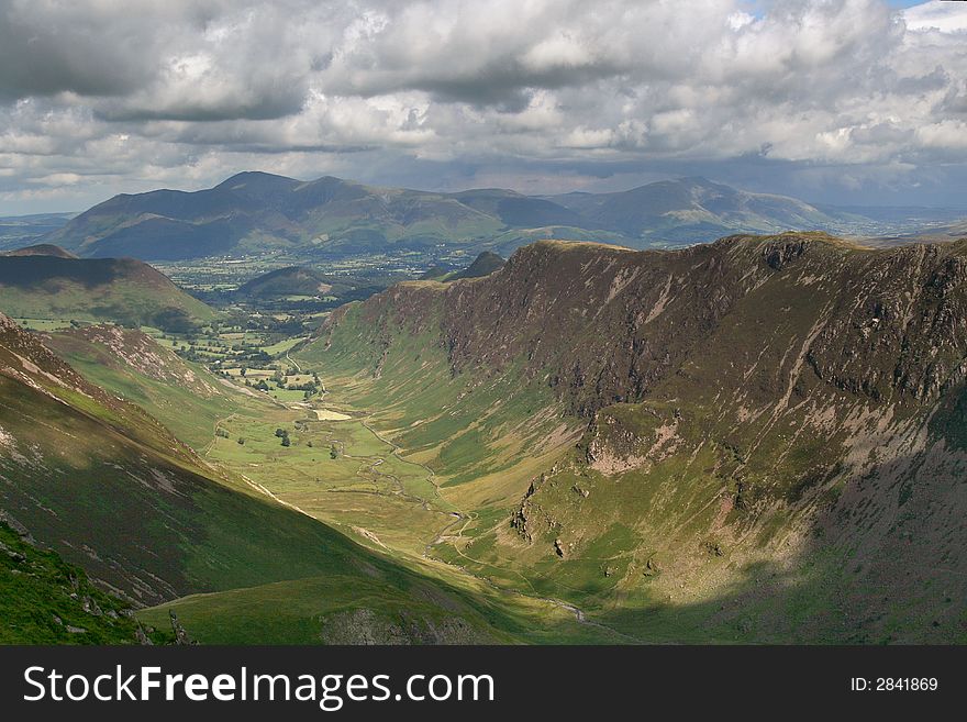 A view along Newlands Valley towards Skiddaw and the Northeren Fells from the summit of Dale Head. A view along Newlands Valley towards Skiddaw and the Northeren Fells from the summit of Dale Head