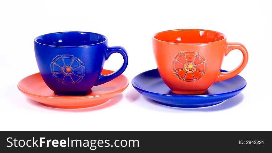 Two cups whit inverted colors. Two cups whit inverted colors