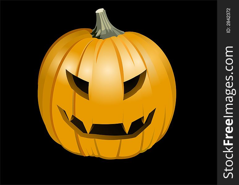 An illutration of a halloween jack o lantern pumpkin