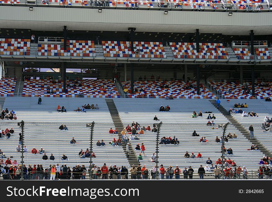 Richmond International Raceway Grandstand as the Race Day Crowd Gathers. Richmond International Raceway Grandstand as the Race Day Crowd Gathers