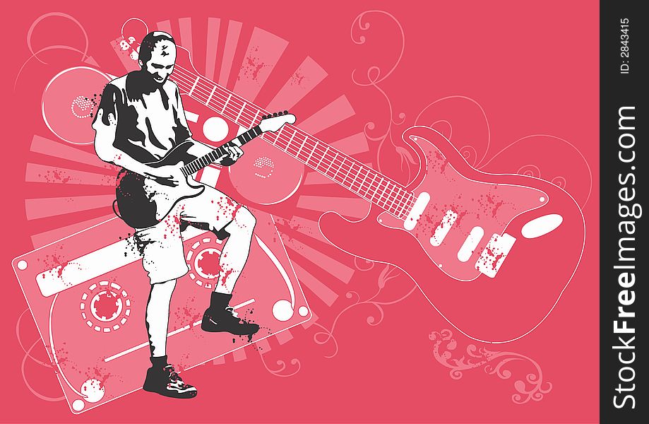 Illustration of a man playing guitar. Illustration of a man playing guitar