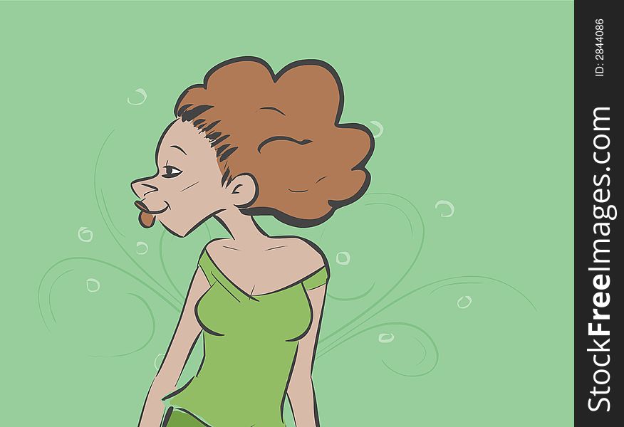 Vector generated woman, hand drawn into illustrator.