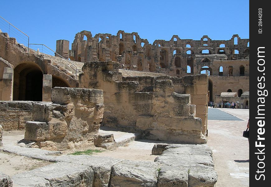 Ancient roman stadium in tunisia africa landamarks. Ancient roman stadium in tunisia africa landamarks
