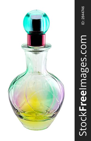 Small bottle of perfume, isolated object with clipping path.