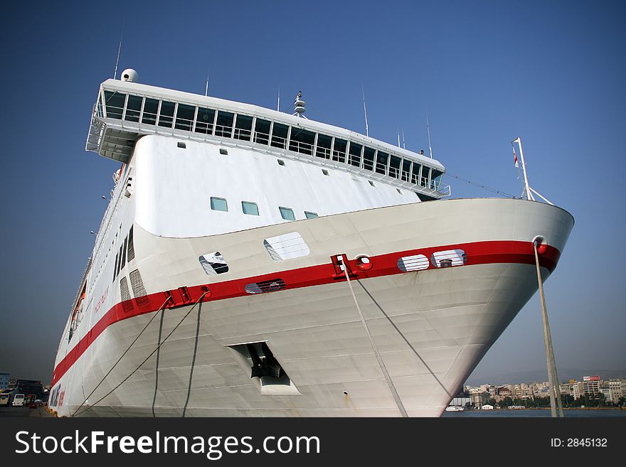 Passenger ship front piraeus athens greece. Passenger ship front piraeus athens greece