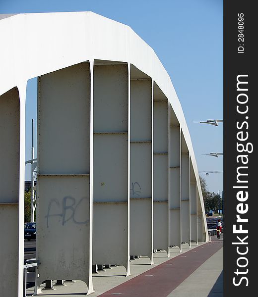 New bridge in poznan poland - cars on road