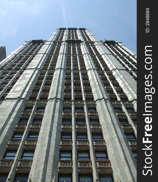 Skyward view of building in New York. Skyward view of building in New York