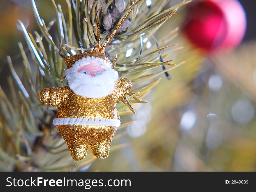 New Year's toys on  fur-tree