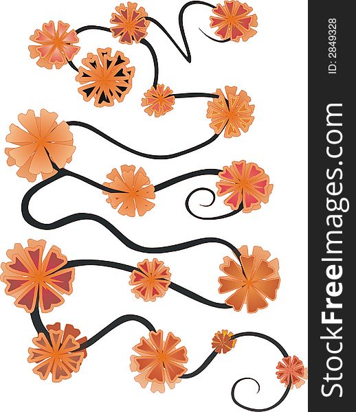 Vector illustration, ornamental pattern  autumn flowers, ivy. Vector illustration, ornamental pattern  autumn flowers, ivy