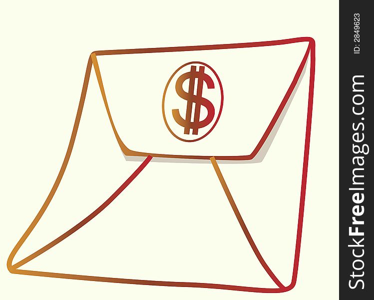 Dollar symbol on an envelop