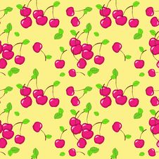 Vector Seamless Pattern With Cherry Stock Image