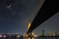 Bhumibol Bridge At Night Stock Photography Bhumibol Bridge At Night Stock Photography