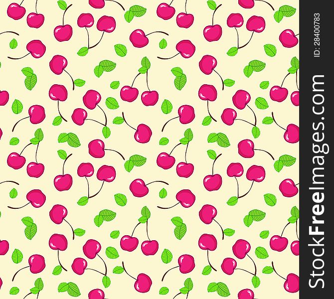Vector Seamless Pattern With Cherry