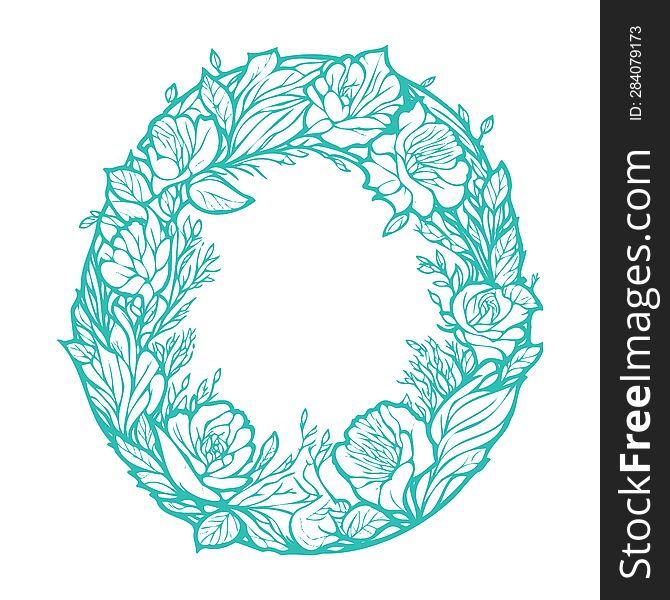 circle floral frame leaf illustration