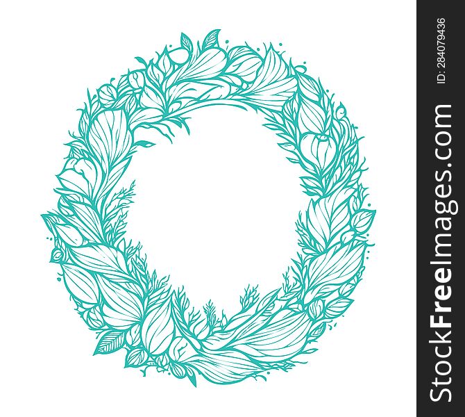 circle floral frame leaf illustration