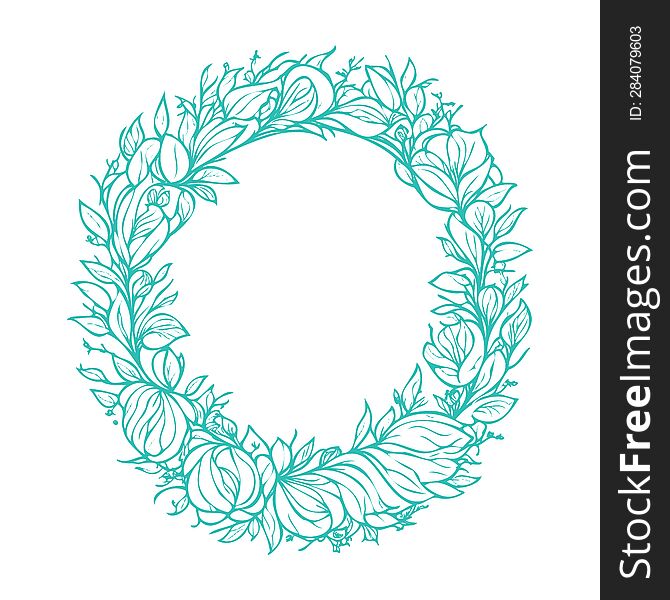 Circle Floral Frame Leaf Illustration