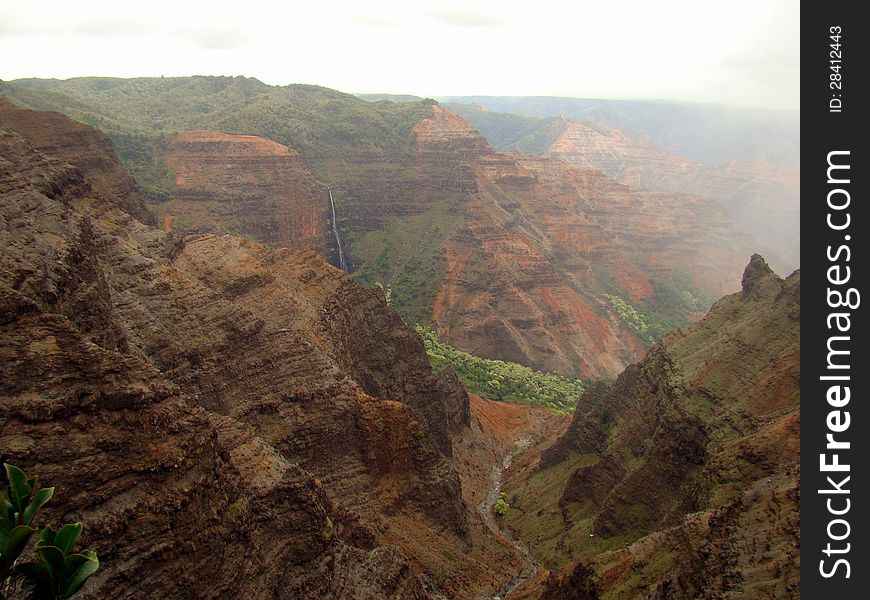 Waimea Canyon and Waipoo Falls view, Hawaii