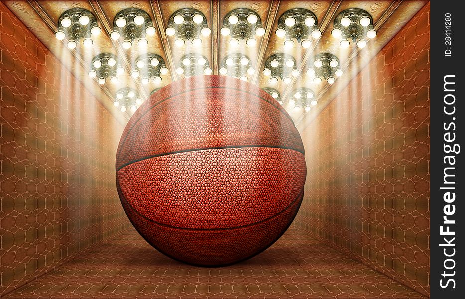 Photo-illustration of a basketball in a museum. Photo-illustration of a basketball in a museum.