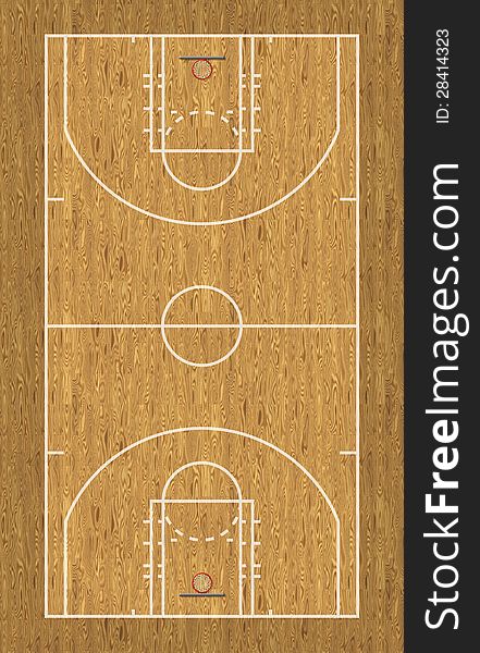 Digital illustration of a basketball court.