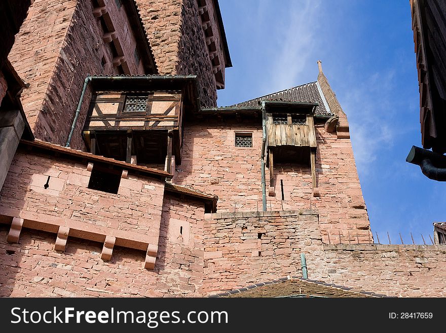 Wooden Balconies of medieval castle of the Haut-Koenigsbourg, Alsace, France. Wooden Balconies of medieval castle of the Haut-Koenigsbourg, Alsace, France