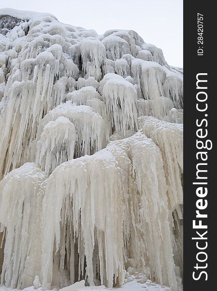 Frozen Jagala waterfall in winter