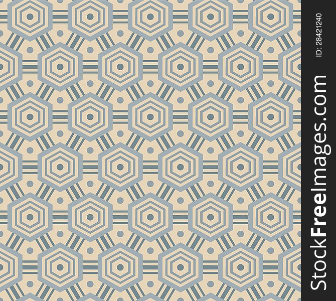 Seamless pattern with hexagons, in retro colors