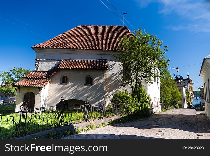 Old house with ceramic roof tile in Vyborg, Russia. Old house with ceramic roof tile in Vyborg, Russia