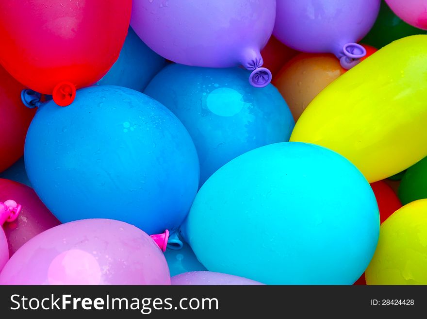 Colorful balloons filled with water. Colorful balloons filled with water.