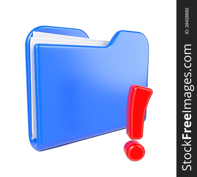 Blue Folder With Red Exclamation Sign.