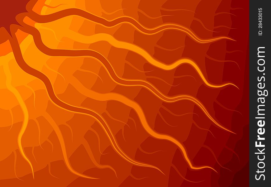 Vector abstract illustration of Sun with wavy rays in orange tone. Vector abstract illustration of Sun with wavy rays in orange tone.