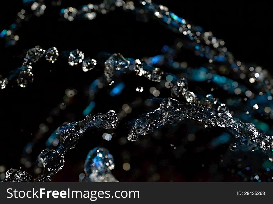 Drops of water at night fountain. Drops of water at night fountain